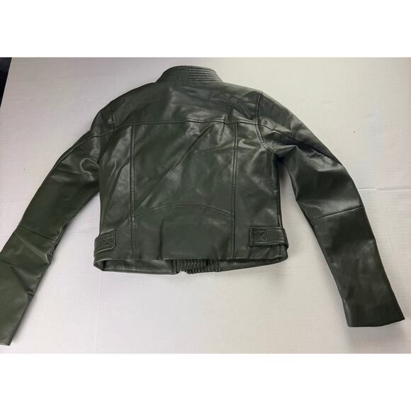 Blank NYC Jacket Womens Size XS Green Faux Leather Moto Zip - Picture 4 of 8